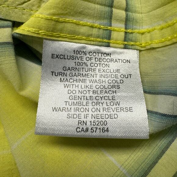 Vintage Red Button Up Casual Embroidered Short Sleeve Shirt Men L Yellow Blue - Picture 10 of 10